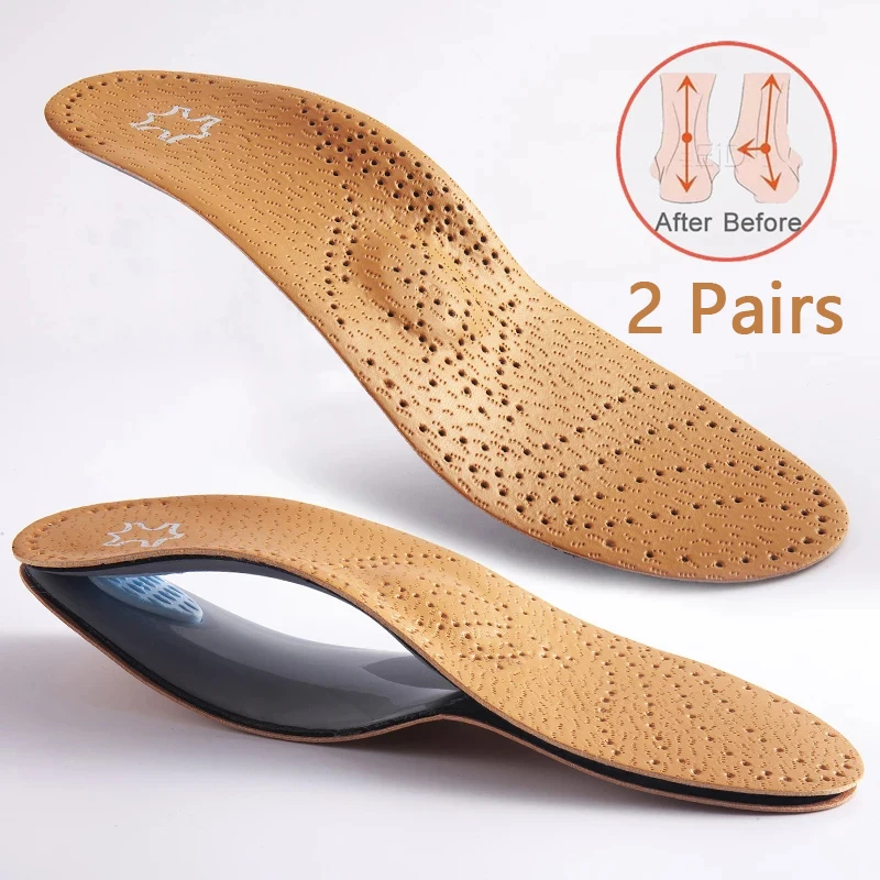 Care For Sneaker - 2Pairs Unisex Leather Orthopedic Insole Orthotic